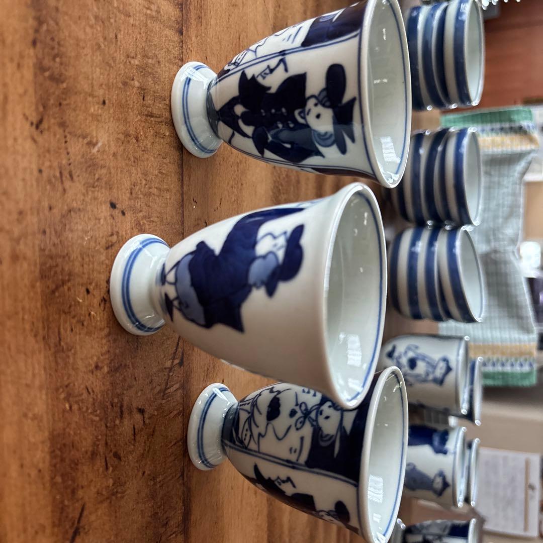 有田焼　青花　しん窯　小皿　中皿　湯呑み　コーヒーカップ　ワイングラス他まとめて