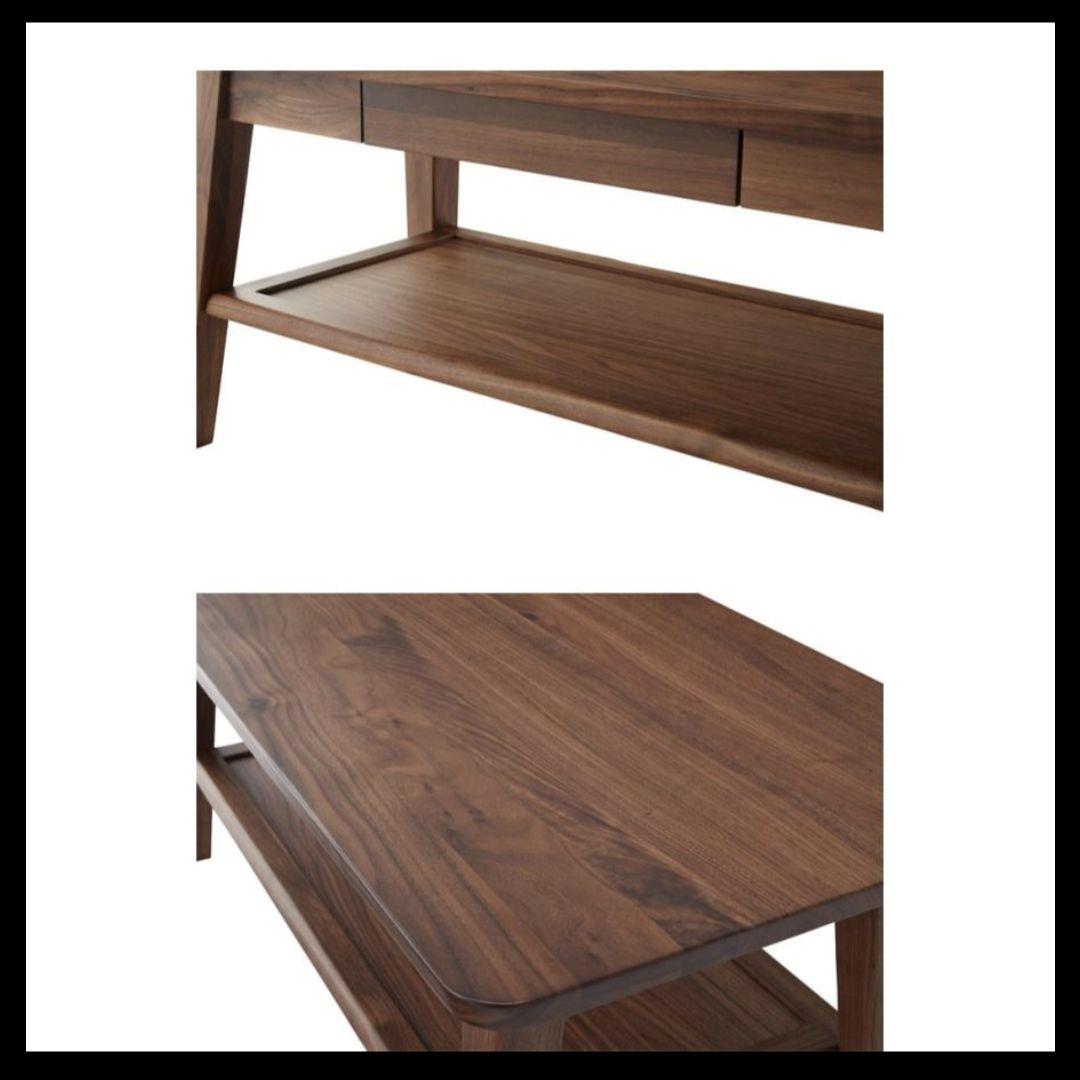 BRUNO 天然木センターテーブル 95サイズ /ウォールナット/引出し付き