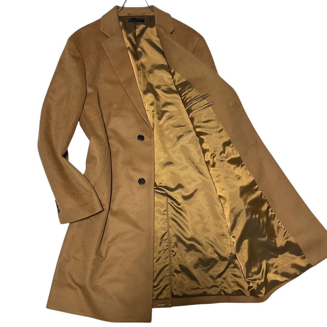 2025AW×カシミヤ混【UNIQLO】美品ロングチェスターコート キャメルXL