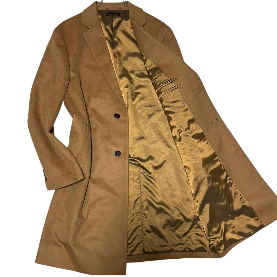 2025AW×カシミヤ混【UNIQLO】美品ロングチェスターコート キャメルXL