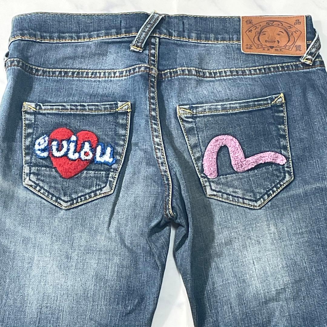 EVISU 刺繍ロゴ カモメ ハート ストレートデニムパンツ 恵比寿 25