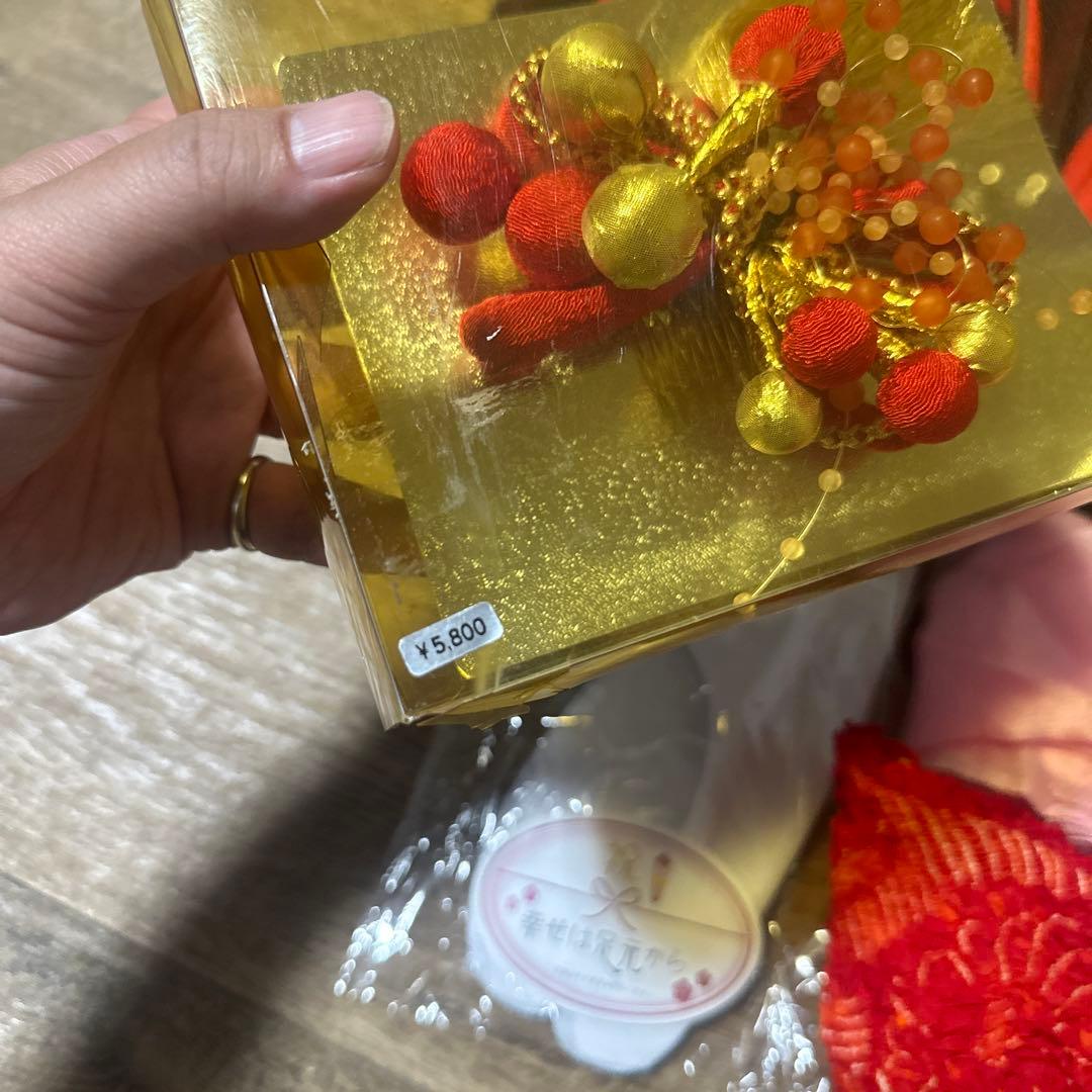 七五三 7才 着物 作り帯 小物セット 中古品 蝶々 絞り柄