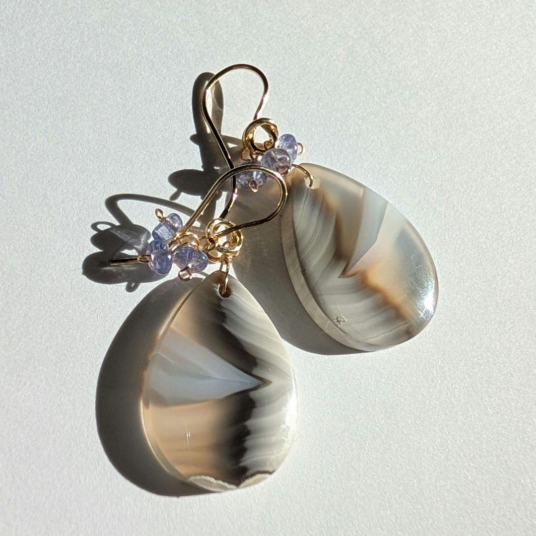 レアアゲート タンザナイト ピアス