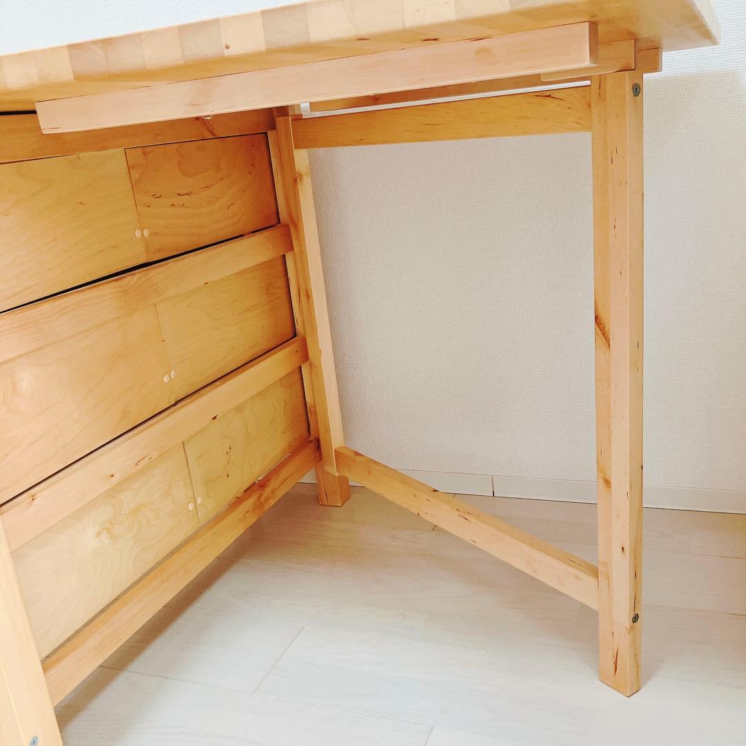 11/22迄イケア 折りたたみダイニングテーブル ノールデン　木目　引き出し付き