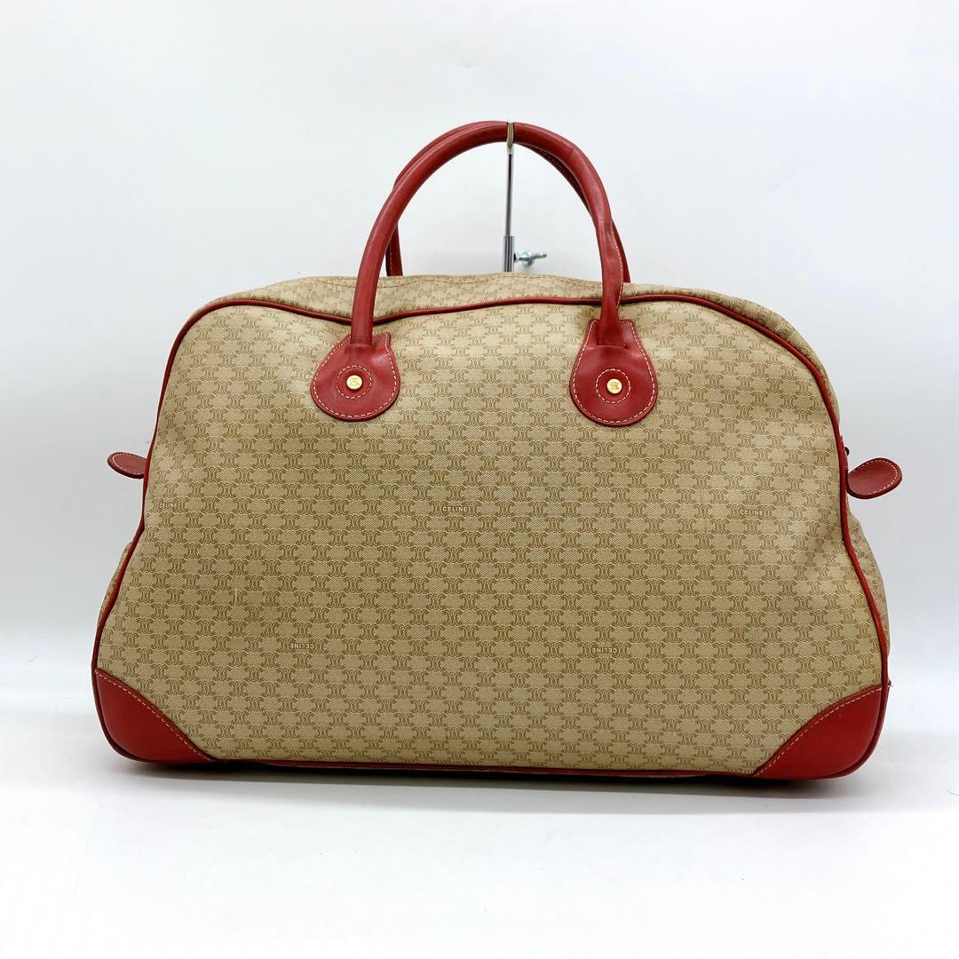 【CELINE】2wayバッグ　ボストンバッグ　マカダム柄　PVC レッド