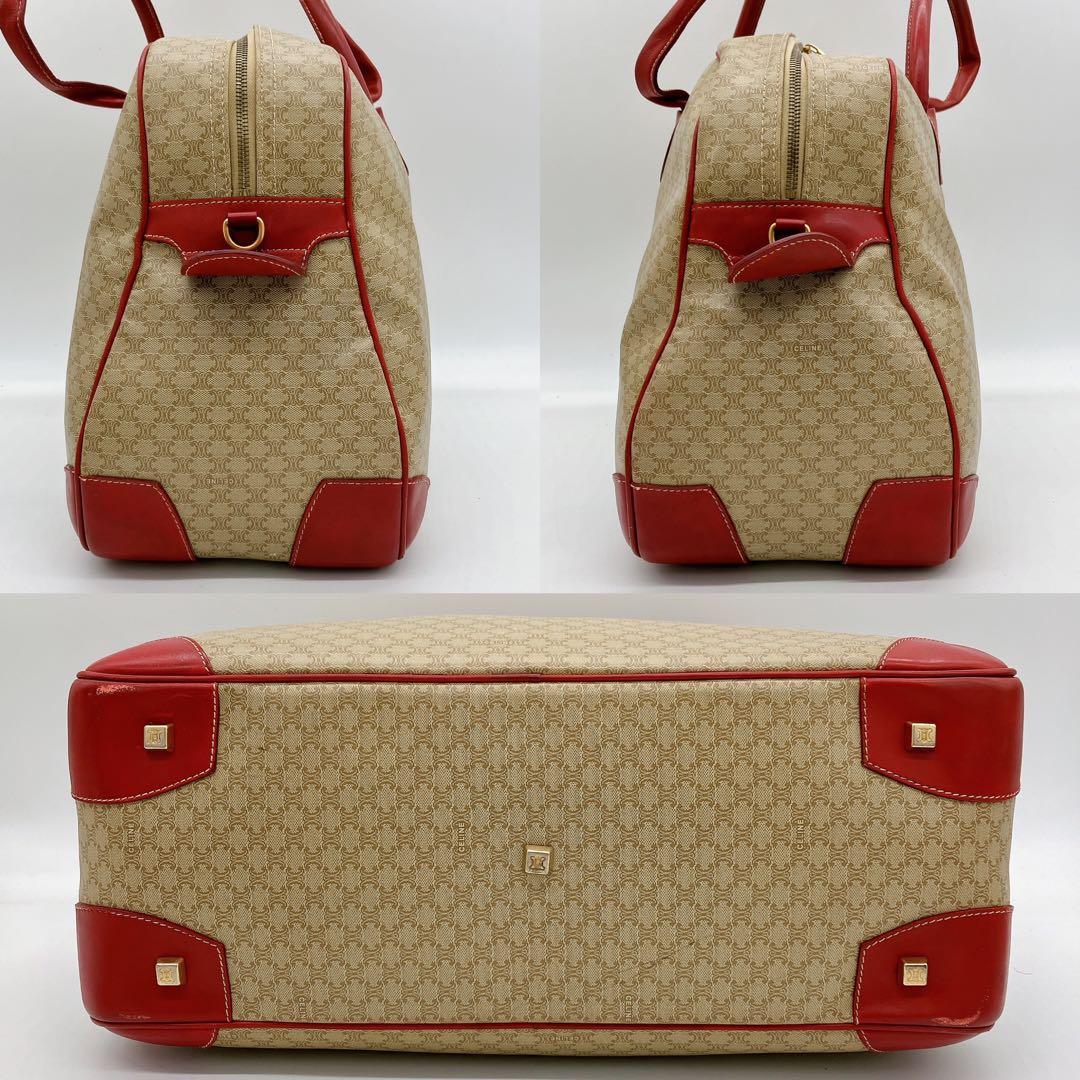 【CELINE】2wayバッグ　ボストンバッグ　マカダム柄　PVC レッド