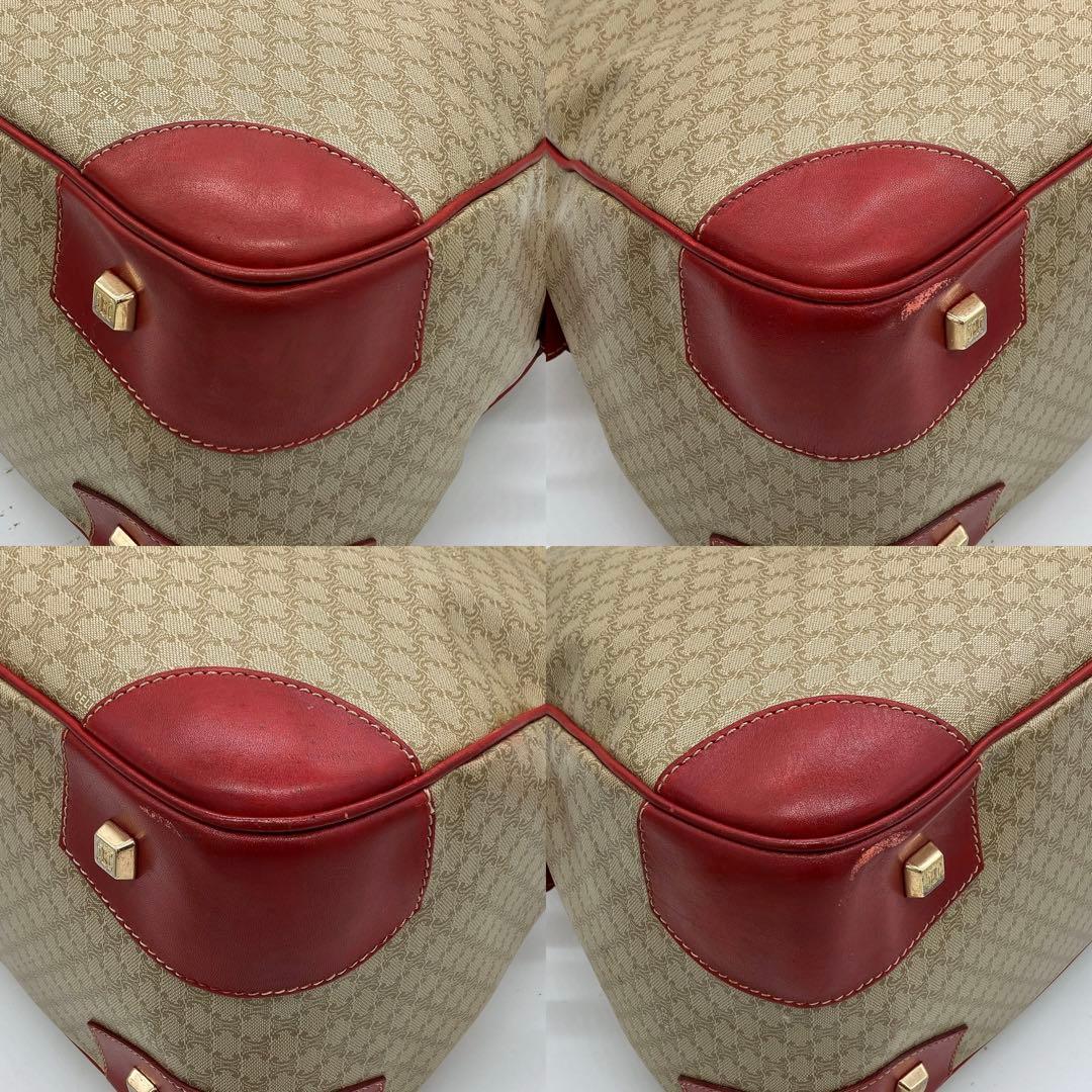 【CELINE】2wayバッグ　ボストンバッグ　マカダム柄　PVC レッド