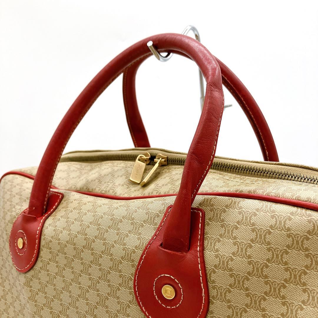 【CELINE】2wayバッグ　ボストンバッグ　マカダム柄　PVC レッド