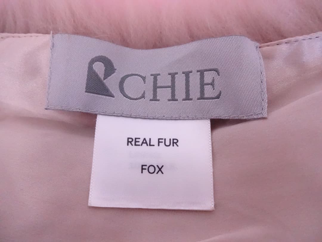  CHIEロイヤルチエ フォックスファー＆シルクストールピンクベージュ
