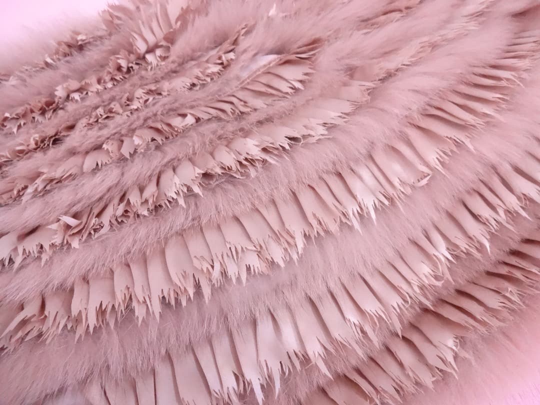  CHIEロイヤルチエ フォックスファー＆シルクストールピンクベージュ