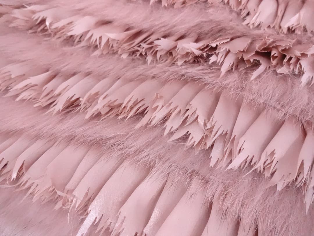  CHIEロイヤルチエ フォックスファー＆シルクストールピンクベージュ