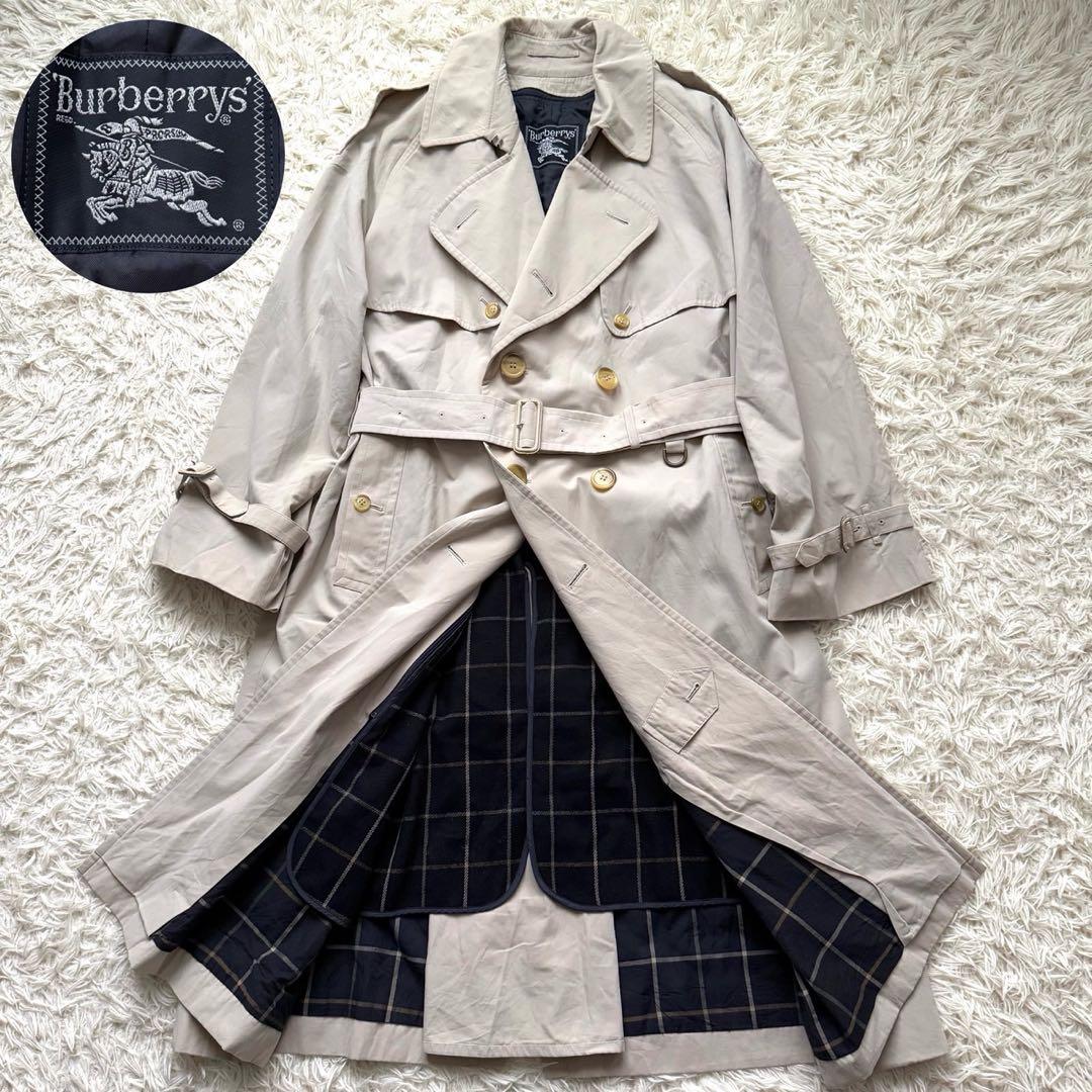 バーバリー　ダブル　トレンチコート　ライナー　ベルト付き チェック　ベージュ