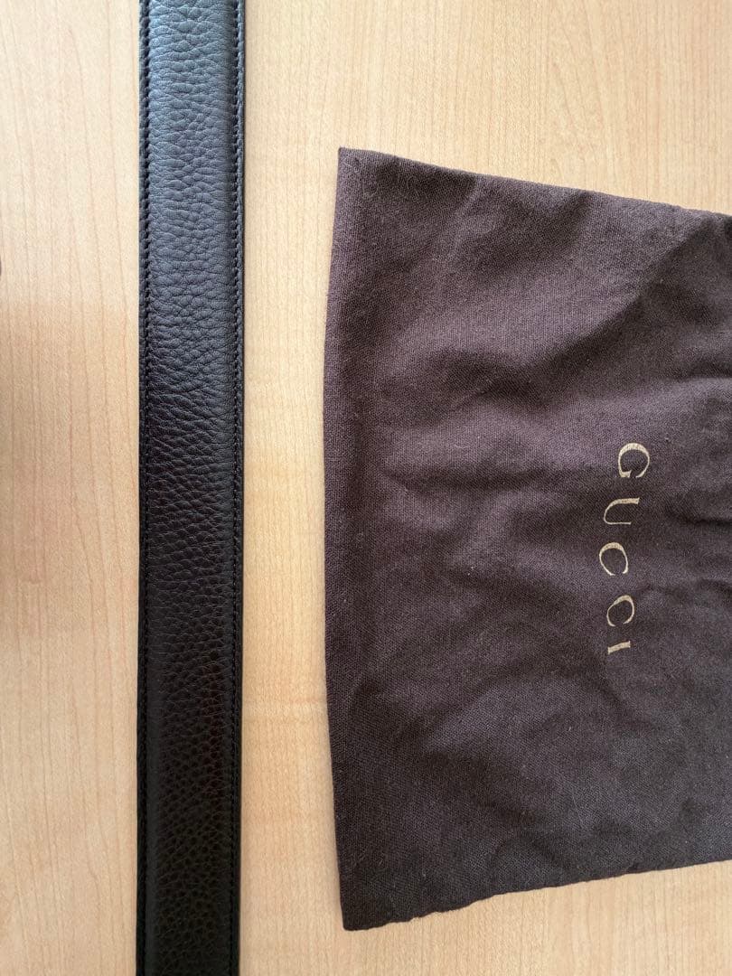 GUCCI 3連バックル レザーベルト 保存袋付き