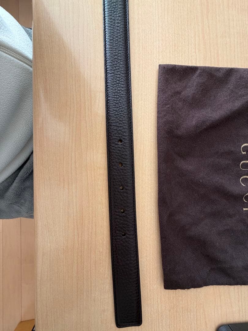 GUCCI 3連バックル レザーベルト 保存袋付き
