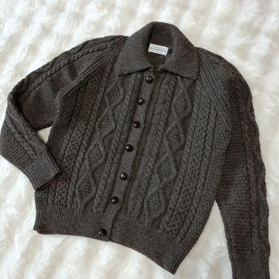 ✦BLACK SHEEP 英国製 アランニットカーディガン ピュアオイルドウール