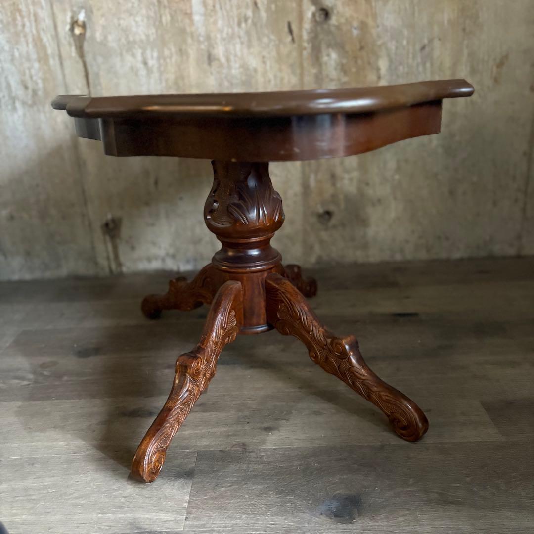 イタリア　象嵌センターテーブル　ヴィンテージ　彫刻装飾