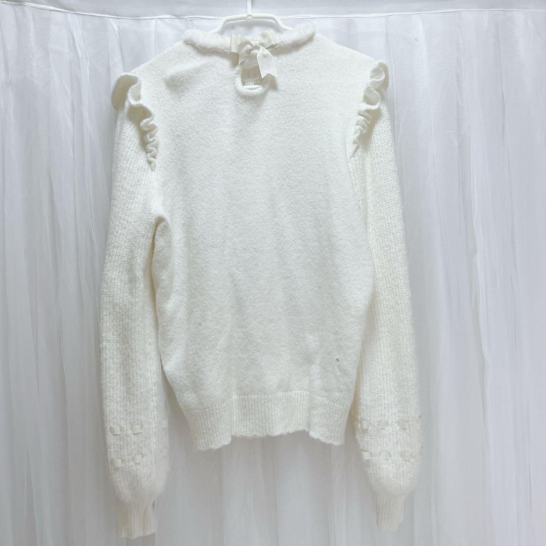 難あり モヘアタッチポンポンニット