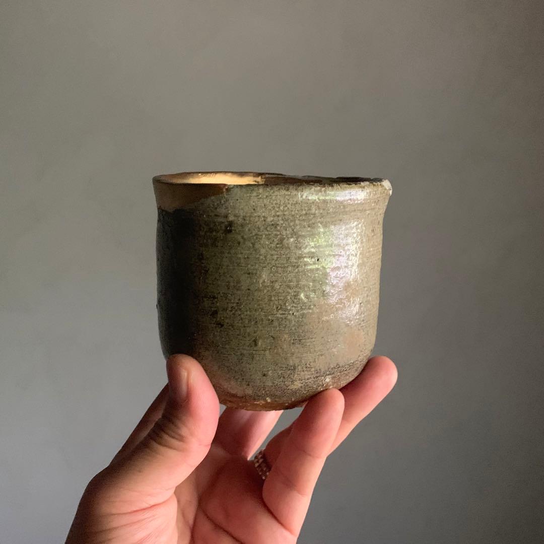 信楽 筒茶碗 古美術 古道具 アンティーク 信楽焼 直しあり