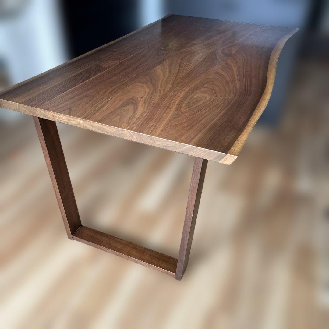 日本製 ウォールナット ダイニングテーブル 160×90×72 耳つき加工