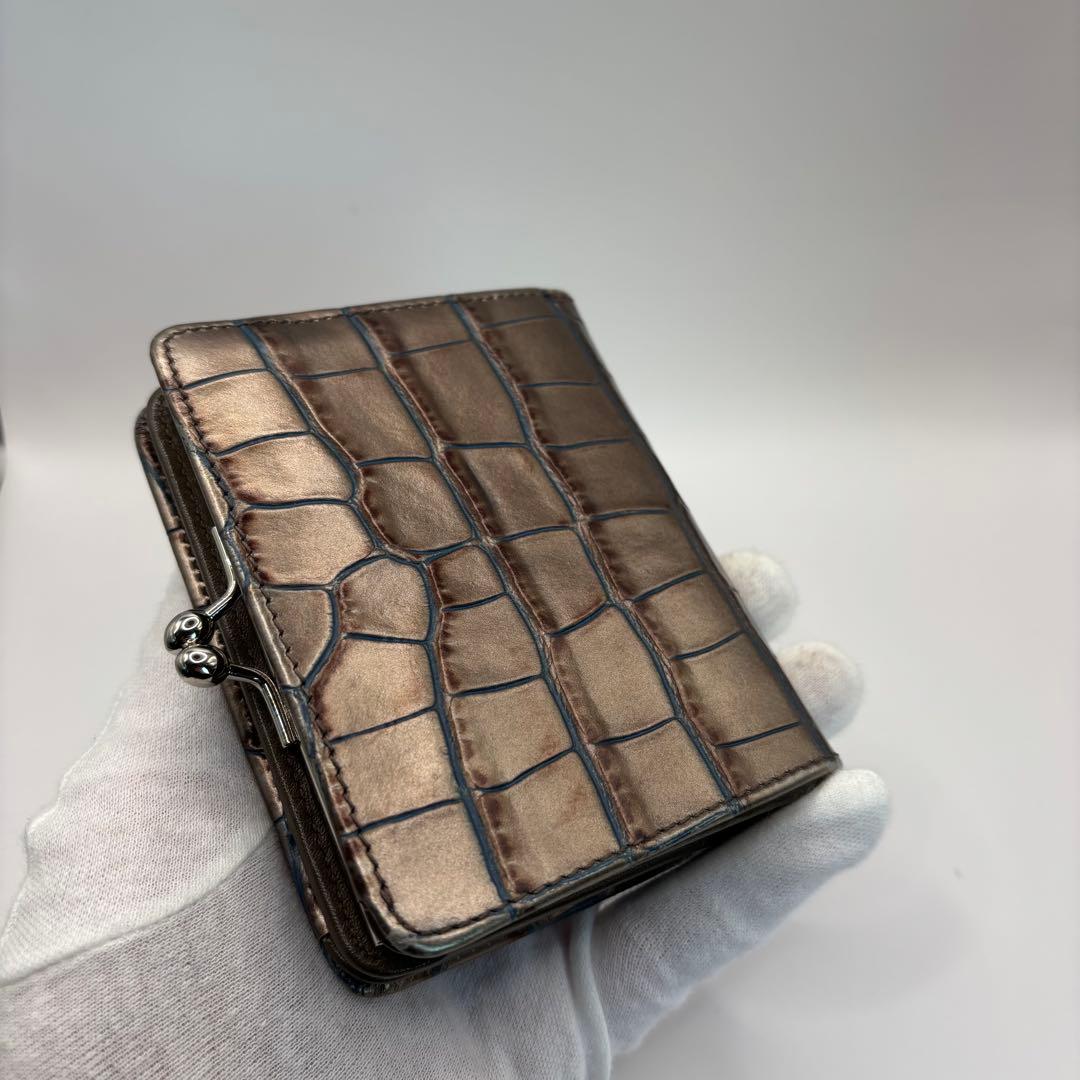 希少品　vivienne westwood 二つ折り財布　シルバー　クロコ　財布