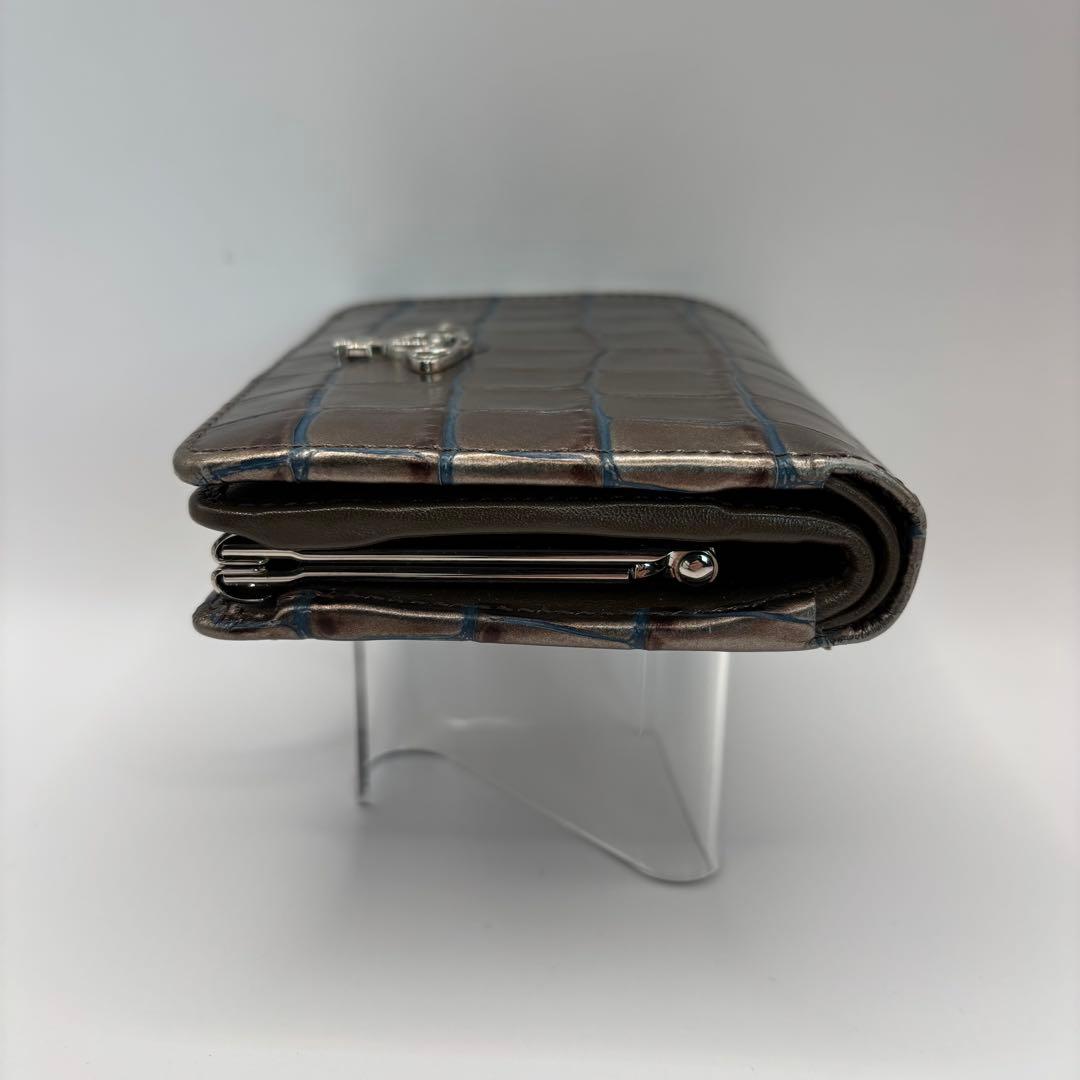 希少品　vivienne westwood 二つ折り財布　シルバー　クロコ　財布