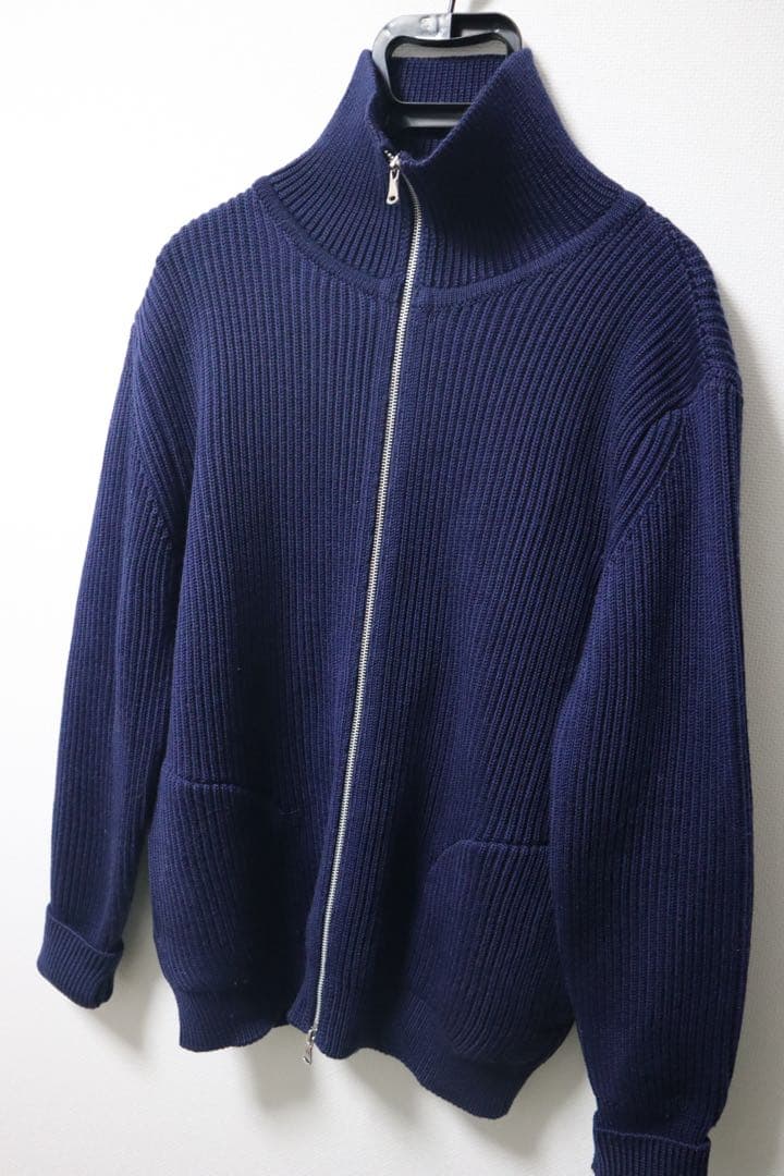 ANDERSEN-ANDERSEN ドライバーズニット　ネイビー　ウール　L