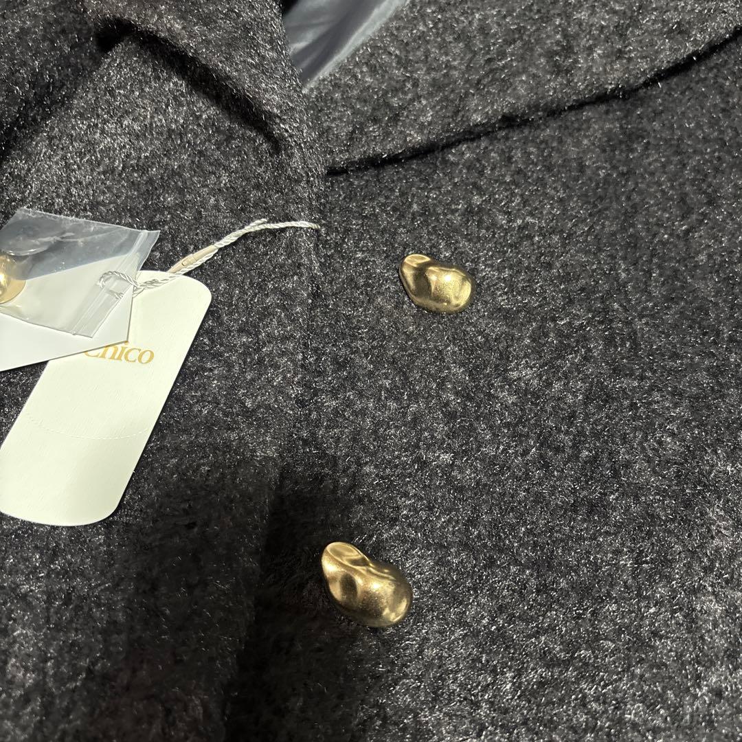 Chico 金釦シャギールーズコート チャコールグレー