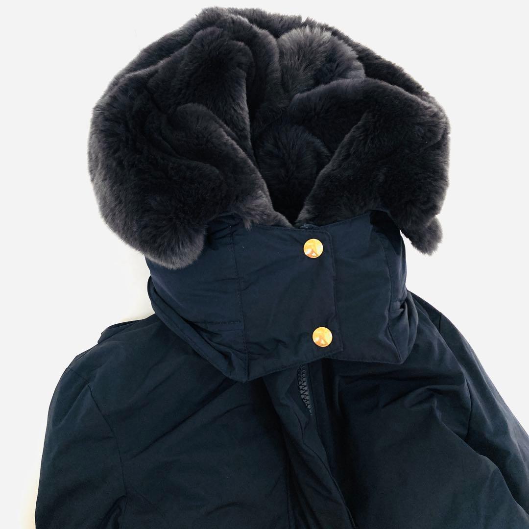 美品✨ウールリッチ　ボウブリッジ　ダウンコート　ラビットファー　ネイビー　XS