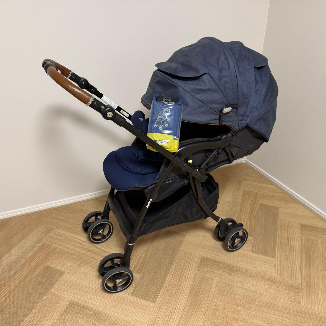 【値下中・レインカバー付】アップリカ　ラクーナビッテクッション　ベビーカーAB型