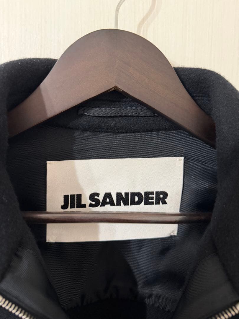 半額以下JIL SANDER ブラック ジップアップフェルトコート