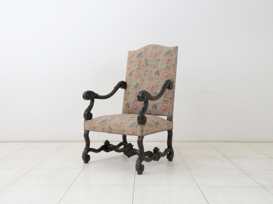 フランスアンティーク アームチェア ウォルナット ゴブラン織り バロック様式 ①