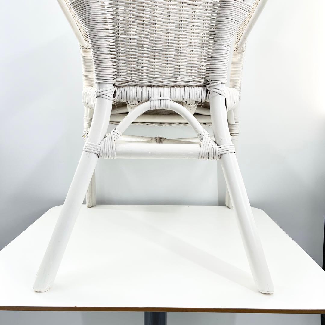 良品 NITORI ニトリ ラタンチェア アームチェア ホワイト 籐 廃盤品