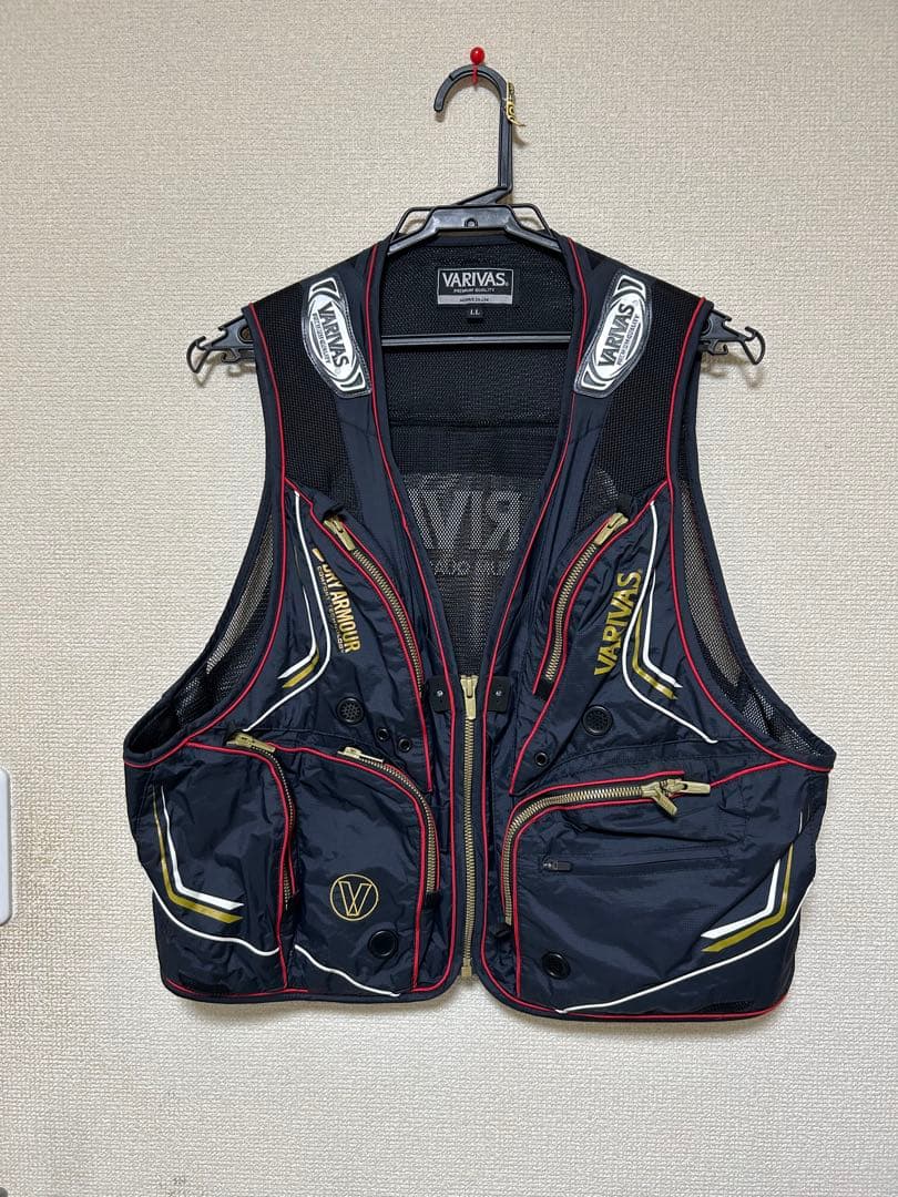 VARIVAS フィッシングベスト LL 黒/赤
