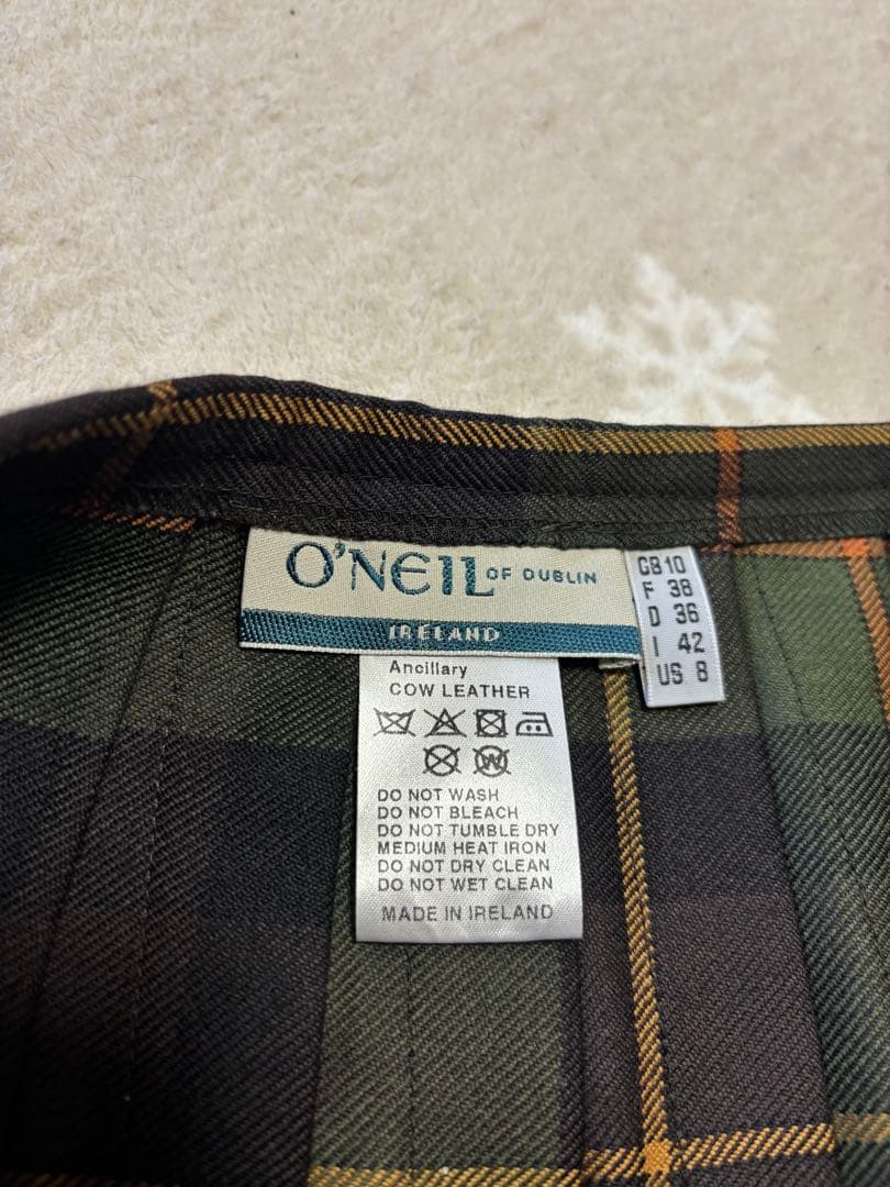 O'NEIL OF DUBLIN チェック柄プリーツスカート 36 グリーン系