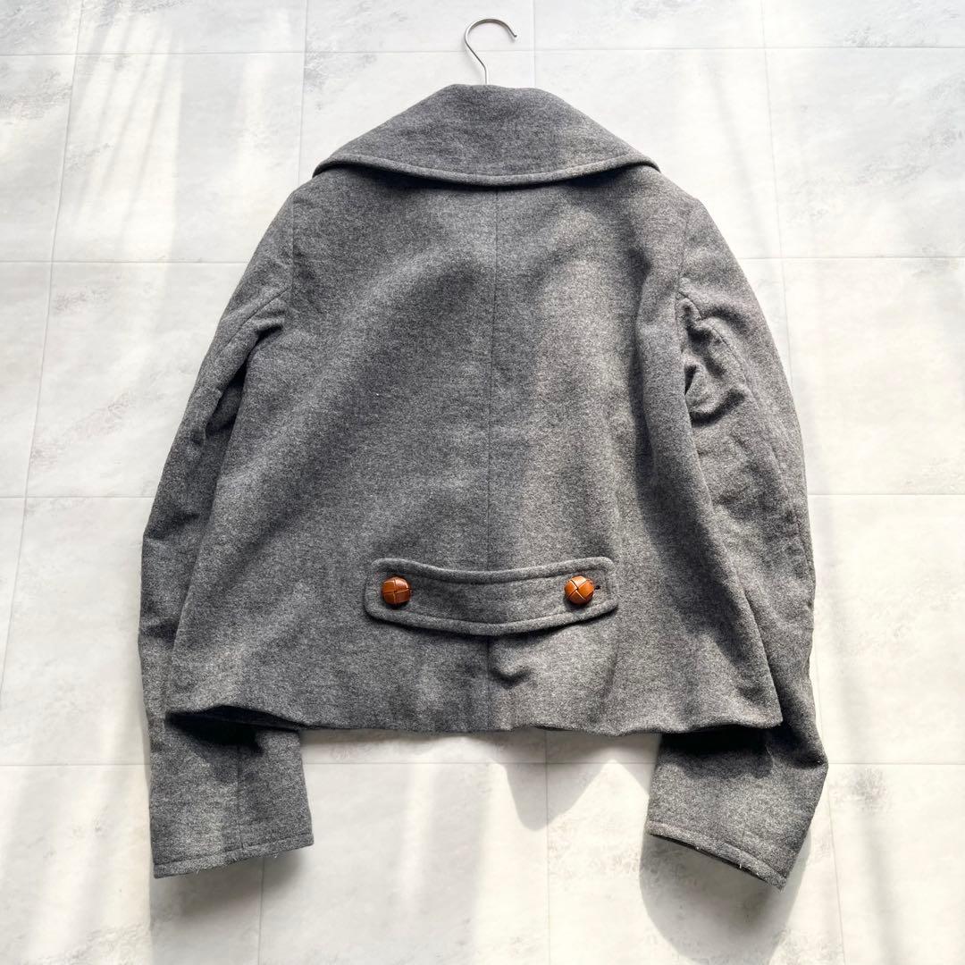 【美品】MAX MARA ビッグカラー ショートコート L くるみボタン