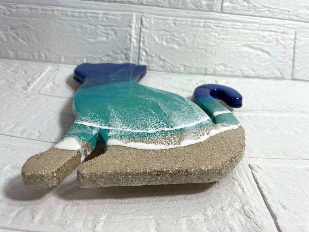 オーシャンレジンアート　海アート　ネコレジン　 オブジェ　ギフト　新築祝い