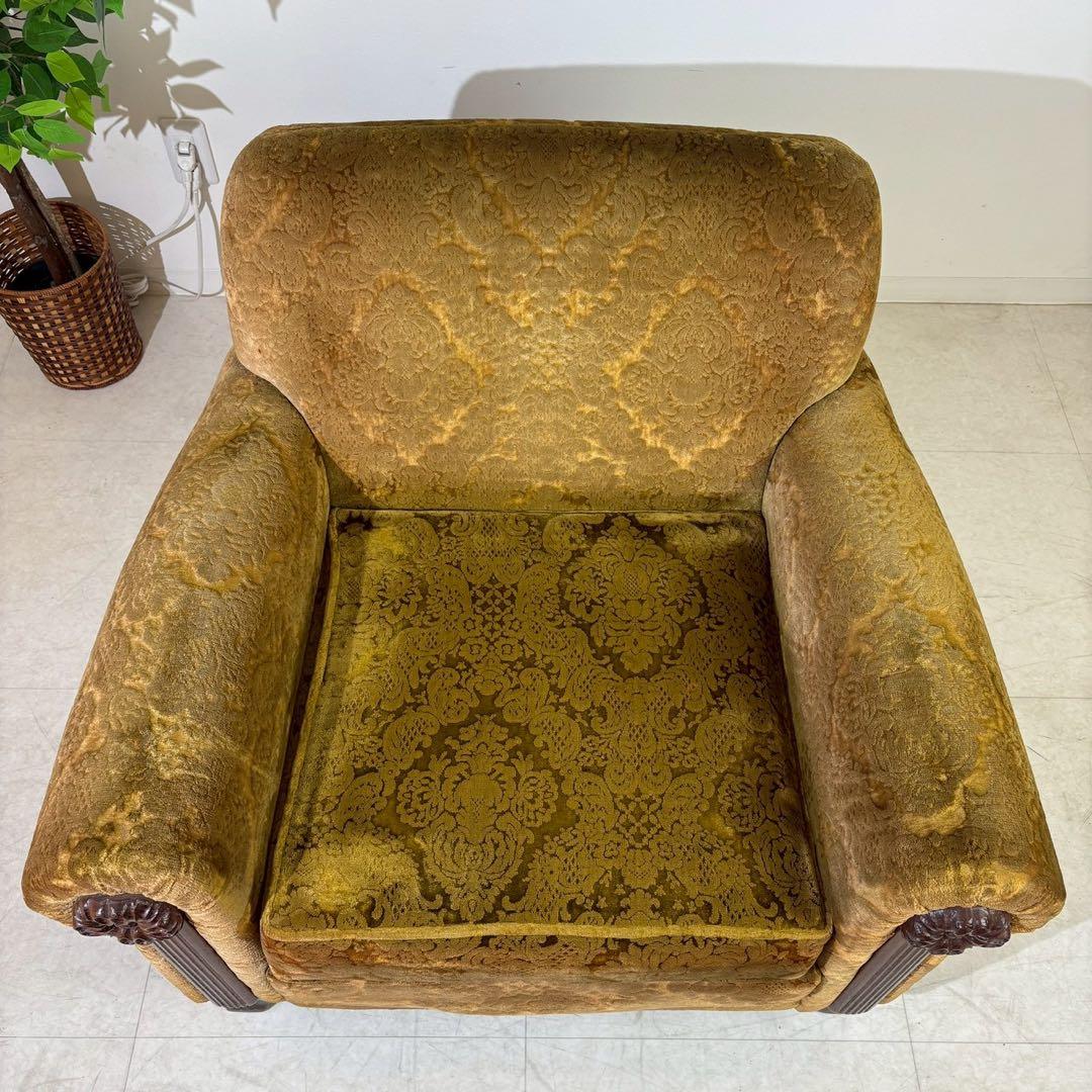 昭和レトロ 1人掛け ソファー　ダマスク柄 花柄 アームチェア アンティーク