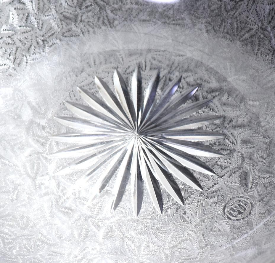 オールド・バカラ 1900年頃 アシッドエッチング 大型 切子鉢 ボウル