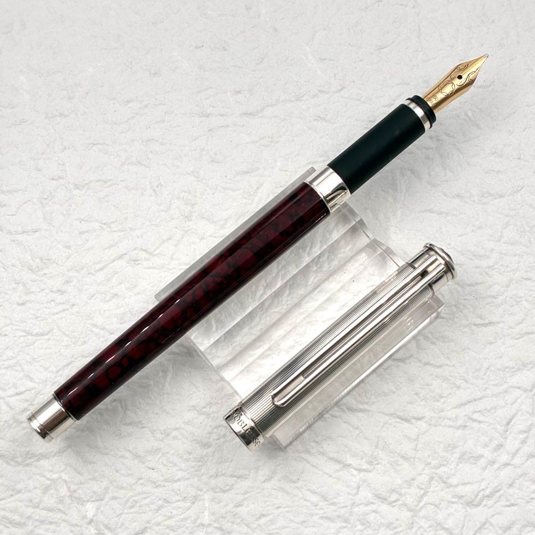 モンブラン Mont Blanc 万年筆 ノブレス レッド マーブル 18K M