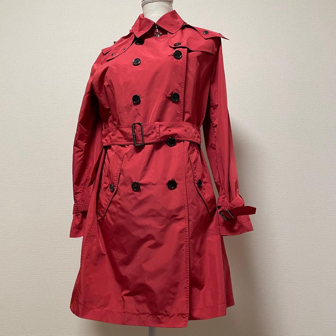 バーバリーロンドン　スプリングコート　レッド　ノバチェック　大きいサイズ　44