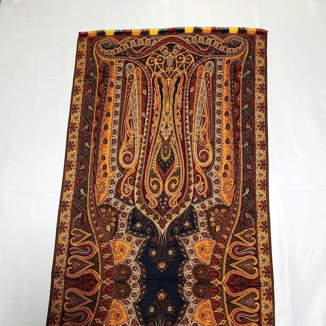 美品★ETRO★ ストール ペイズリー柄 ウール混 レッド ブラウン ブラック.