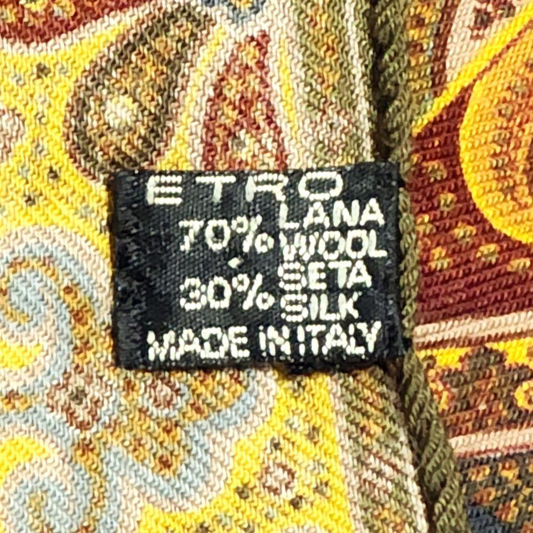 美品★ETRO★ ストール ペイズリー柄 ウール混 レッド ブラウン ブラック.