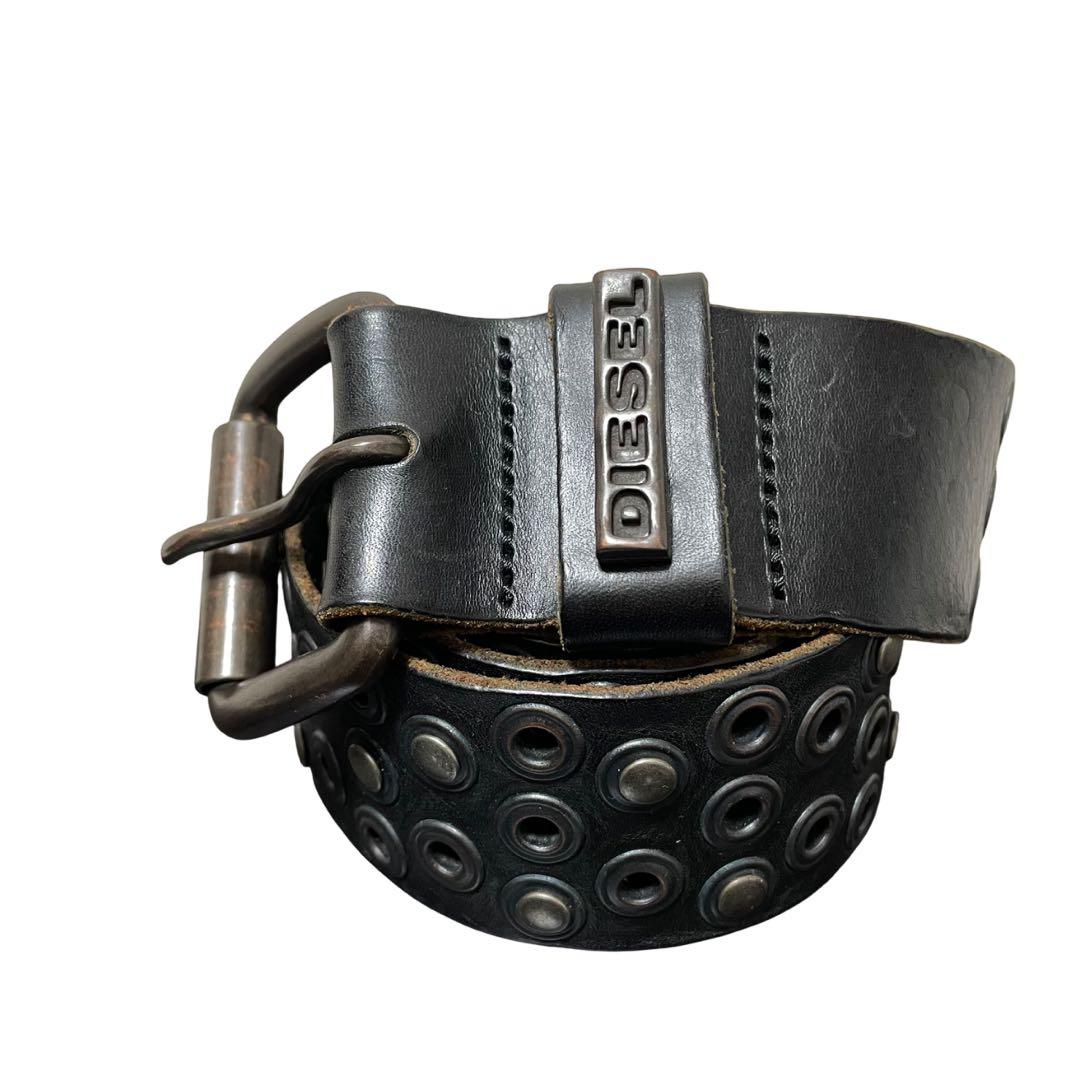 y2k DIESEL ディーゼル レザーベルト スタッズ イタリア製 本革