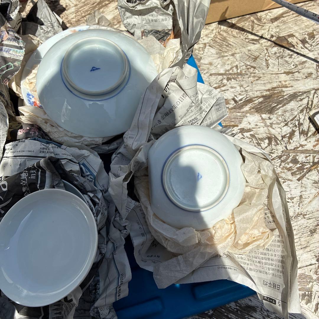 オールド深川青磁もみじ紅葉　皇室御用達　平皿小皿カップセット計54 富士流水裏印