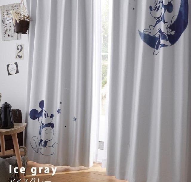 新品☆幅100×丈200cmミッキー＆ミニー♪遮光カーテン＆レース〇G456