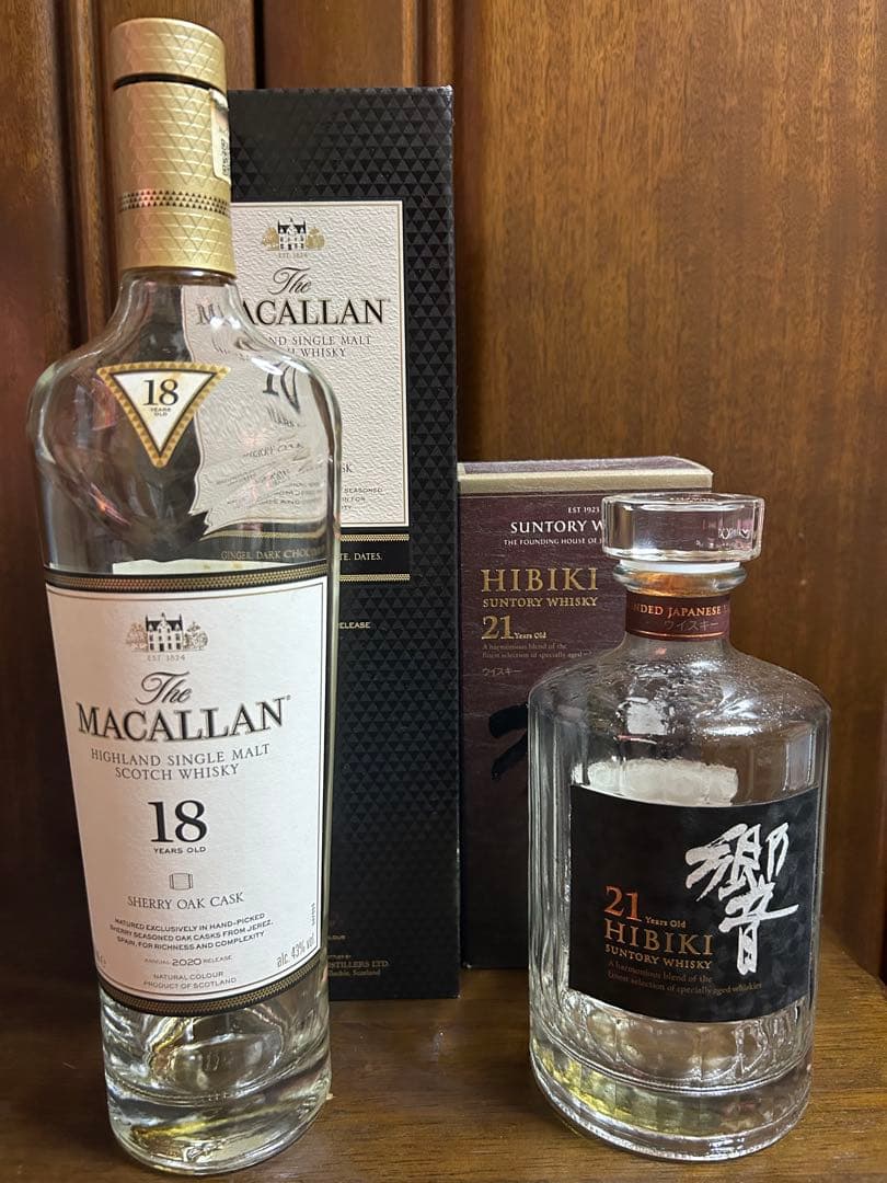The Macallan 18年 & Hibiki 21年 セット　空瓶