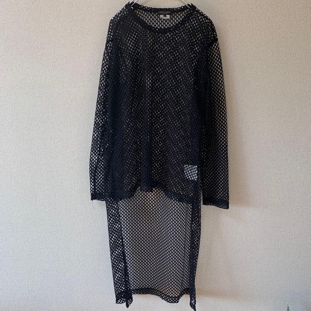 コムデギャルソンオムプリュス　カットソー　メッシュ　黒　L