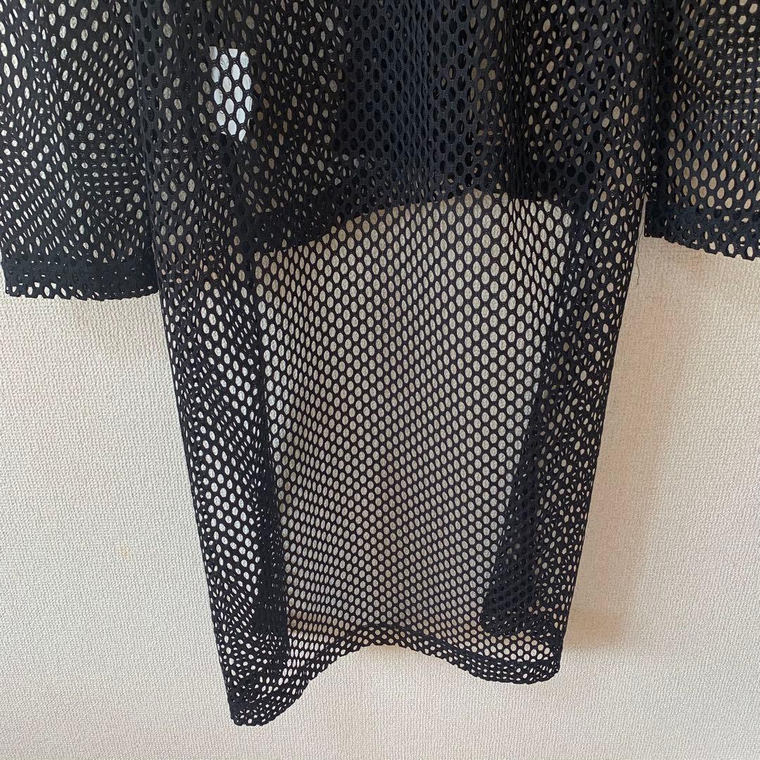 コムデギャルソンオムプリュス　カットソー　メッシュ　黒　L