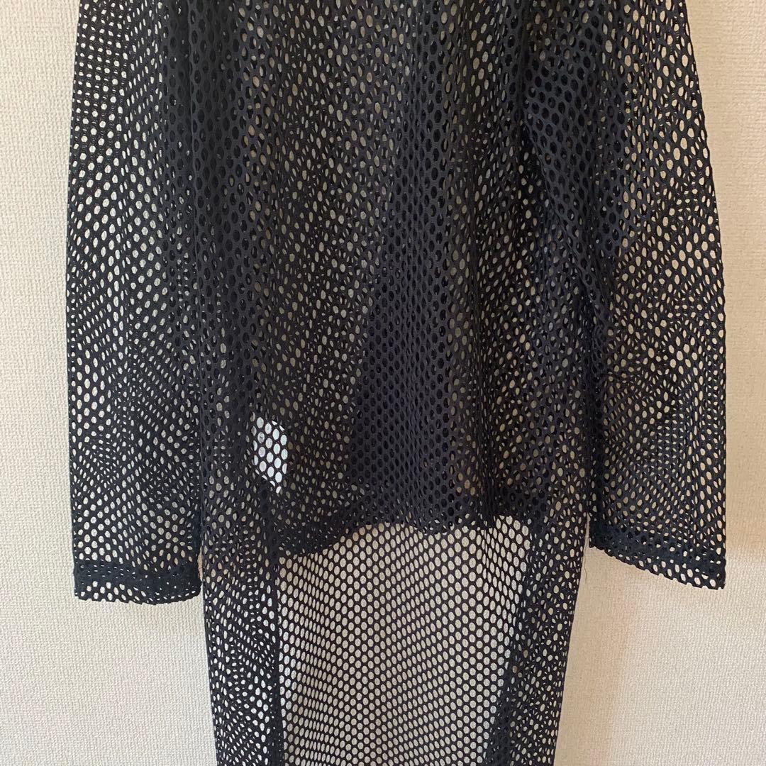 コムデギャルソンオムプリュス　カットソー　メッシュ　黒　L