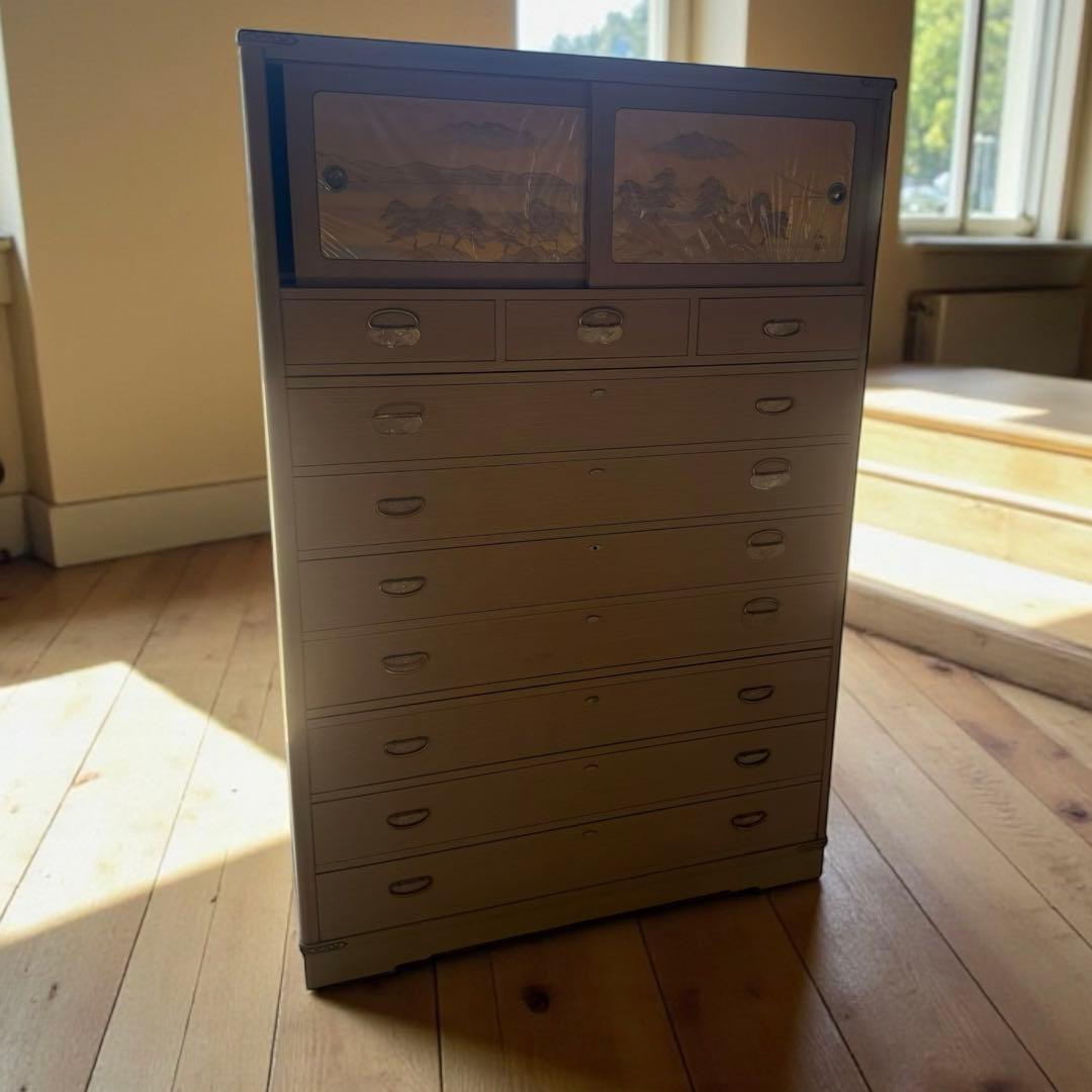 桐箪笥 7段＋上段引き戸収納 和箪笥 着物チェスト 外装：合板 / 内部：桐材